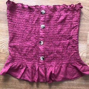 Pink strapless shirt